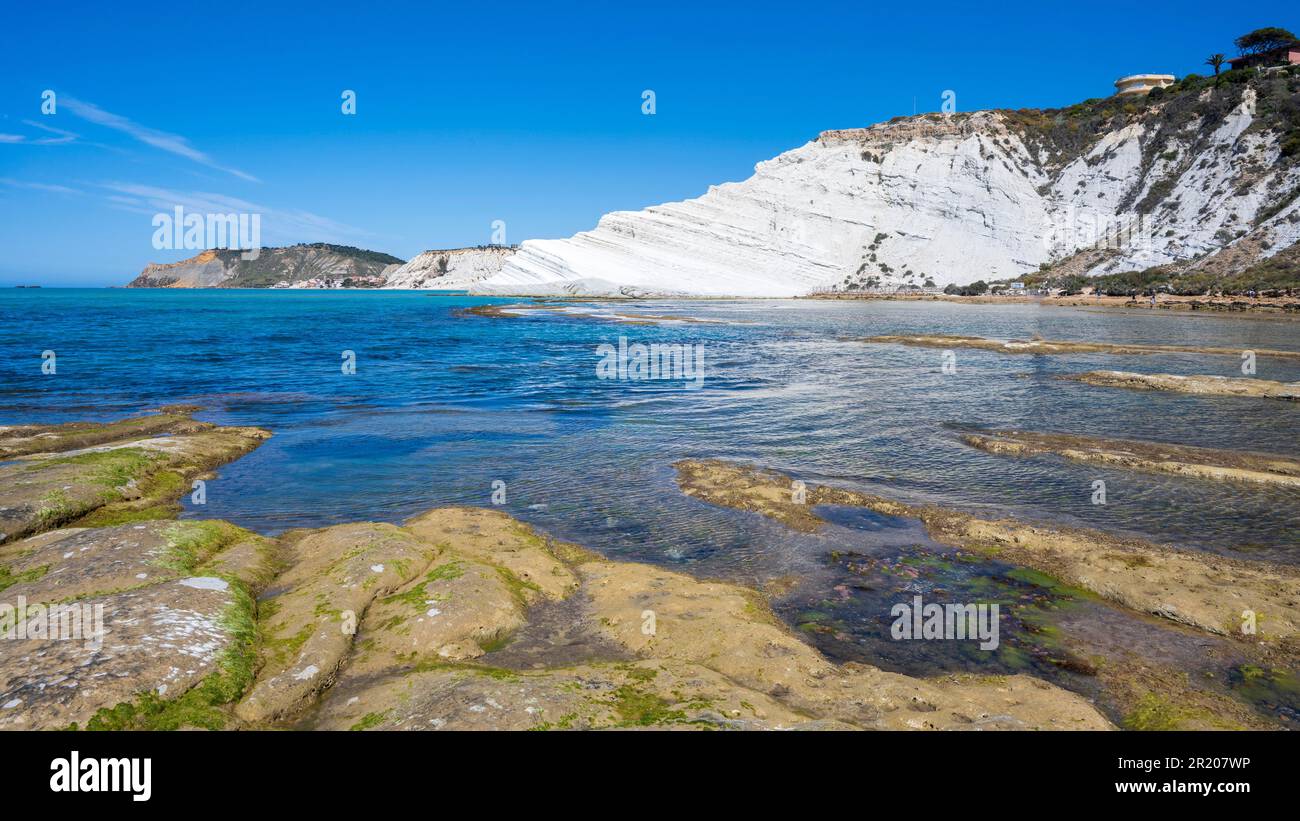 Falaise de craie Scala dei Turchi, escalier turc, Realmonte, Sicile, Italie Banque D'Images