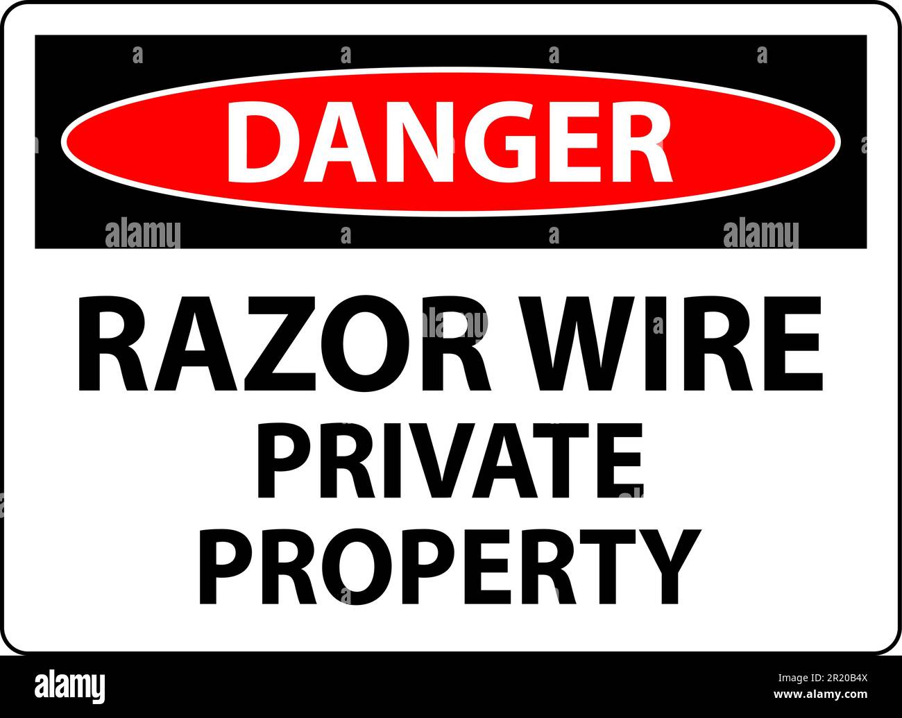 Danger signe Razor fil, signe de propriété privée Illustration de Vecteur