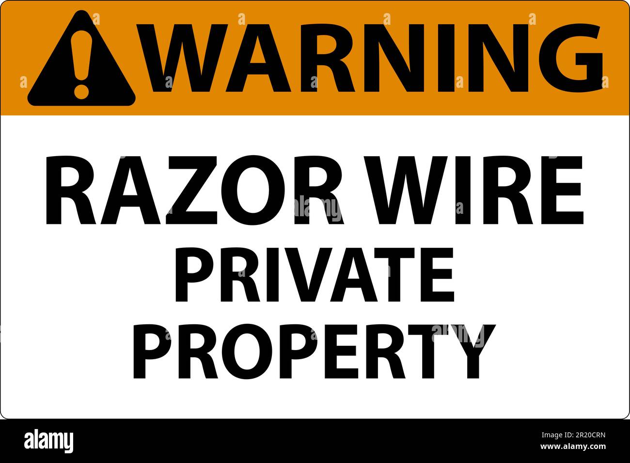 Panneau d'avertissement Razor Wire, panneau de propriété privée Illustration de Vecteur
