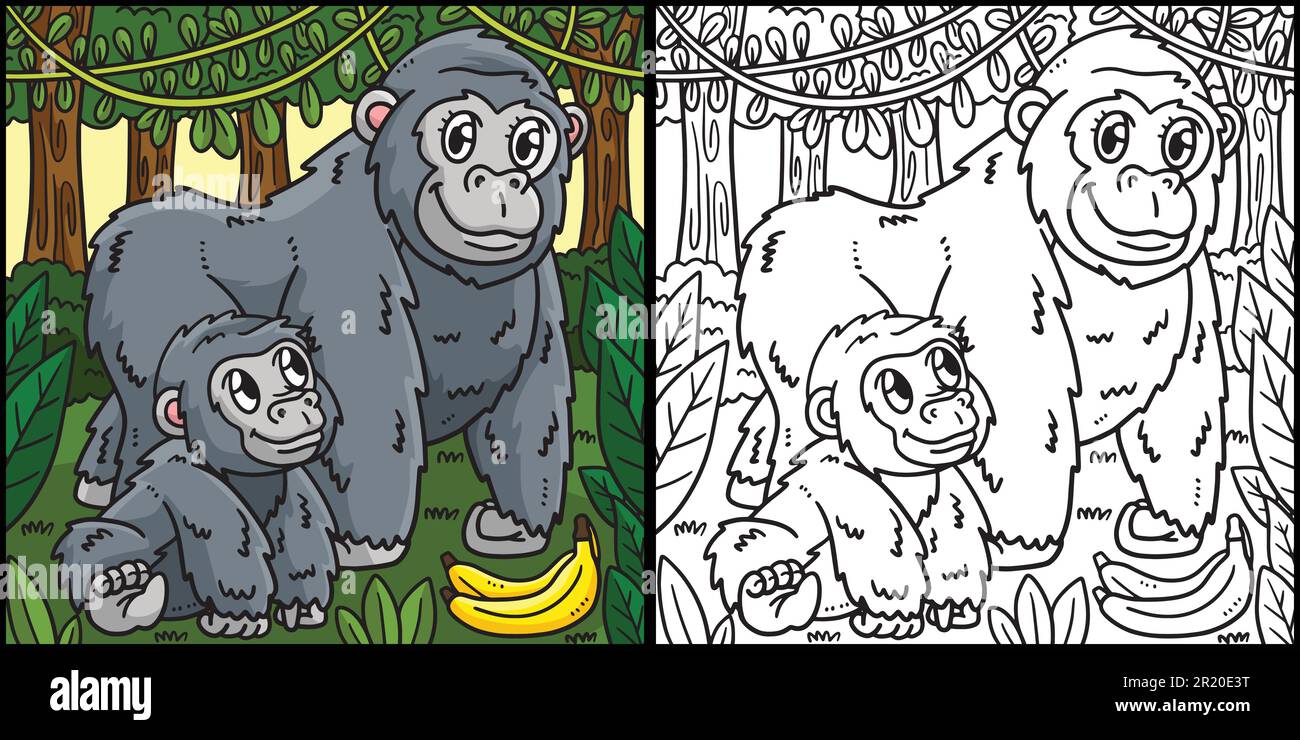 Illustration de la mère Gorilla et de la bébé Gorilla Illustration de Vecteur