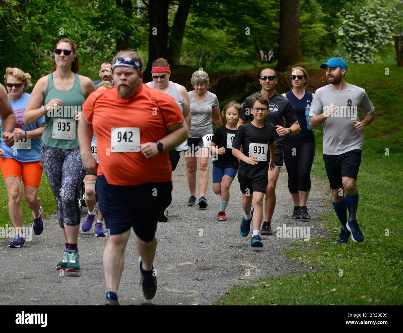 Les coureurs d'endurance participent à une course de 5K à Abingdon, en Virginie. Banque D'Images