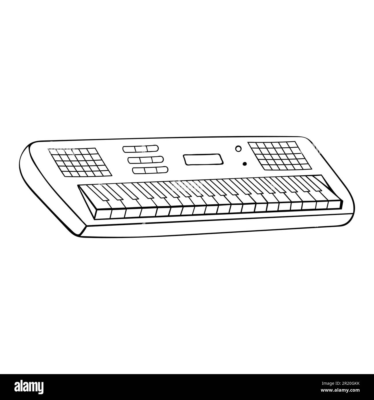 Dessin à la main clavier de piano électronique instrument de musique Vector Design. Synthétisez le clavier Illustration de Vecteur