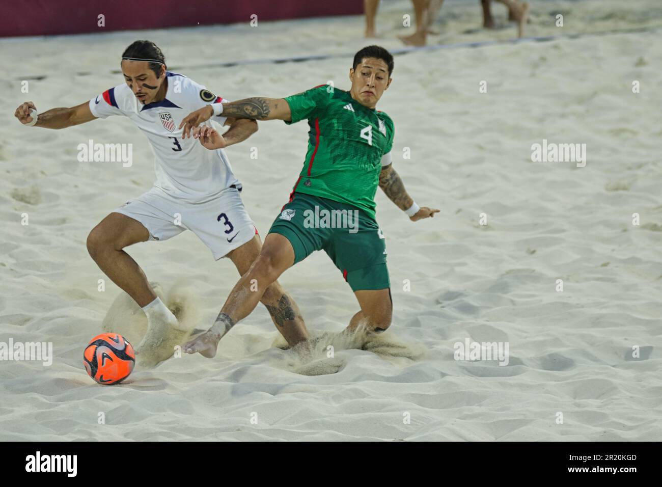 États-Unis vs Mexique Beach Soccer Championship à Nassau aux Bahamas Banque D'Images