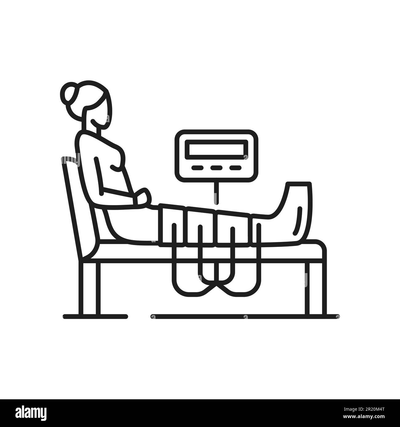 Icône de contour d'échographie des varices et de l'œdème. Échographie vectorielle des veines des jambes, phlébologue et laser, diagnostic de thrombose Illustration de Vecteur