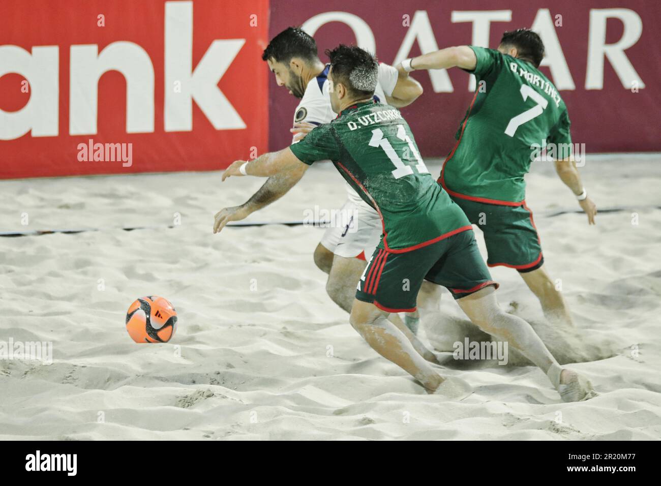 États-Unis vs Mexique Beach Soccer Championship à Nassau aux Bahamas Banque D'Images