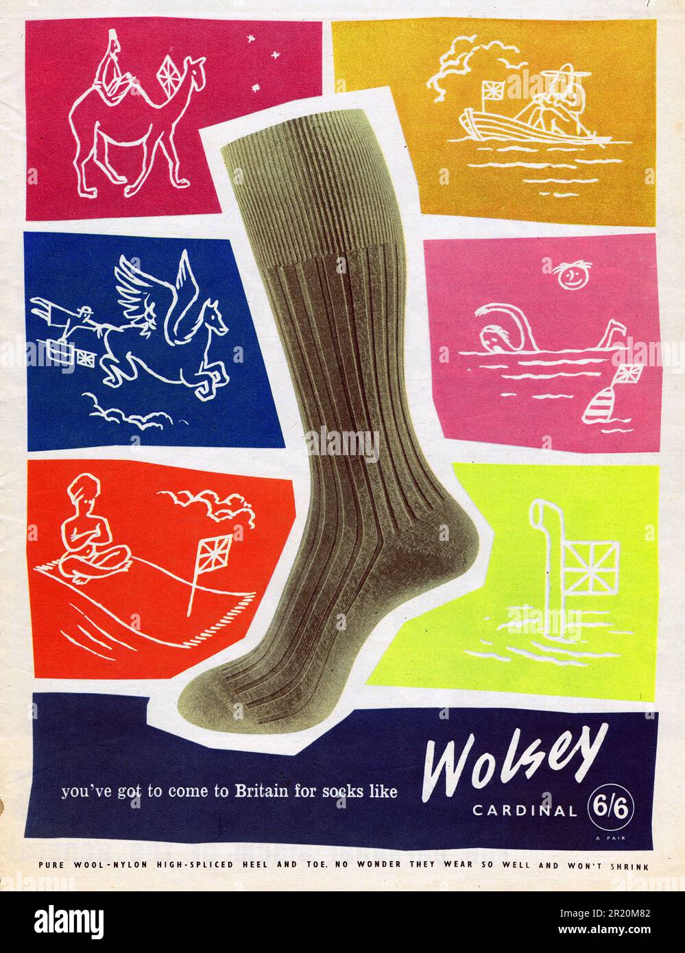 Wolsey SOCKS ad c1955 Photographie par Hector Archive Banque D'Images