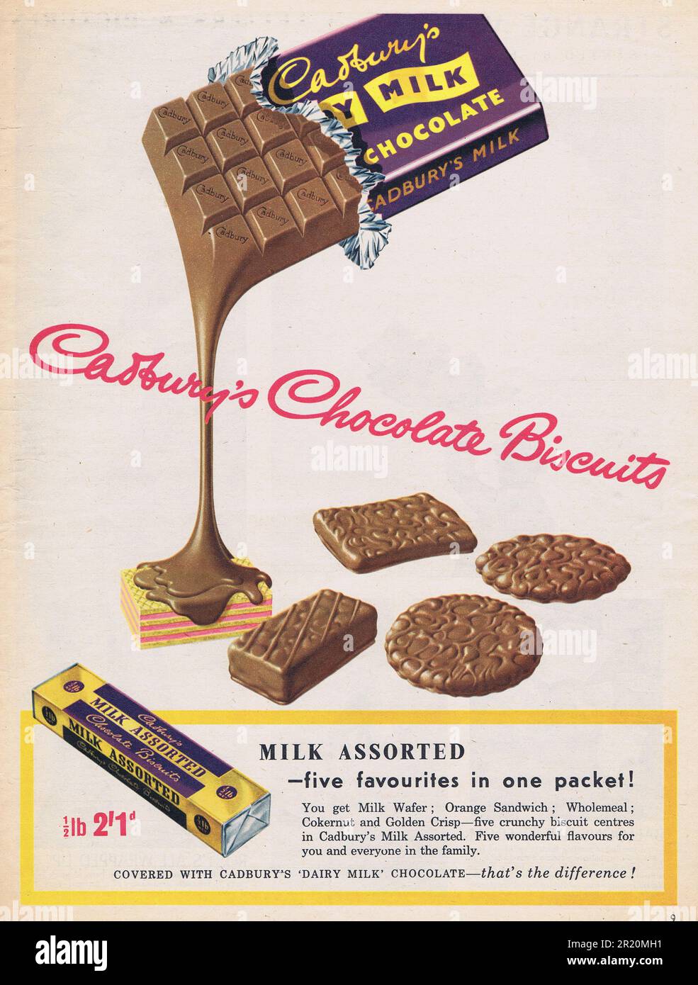 Publicité au chocolat Cadbury c1950s. Photo par Hector Archive Banque D'Images