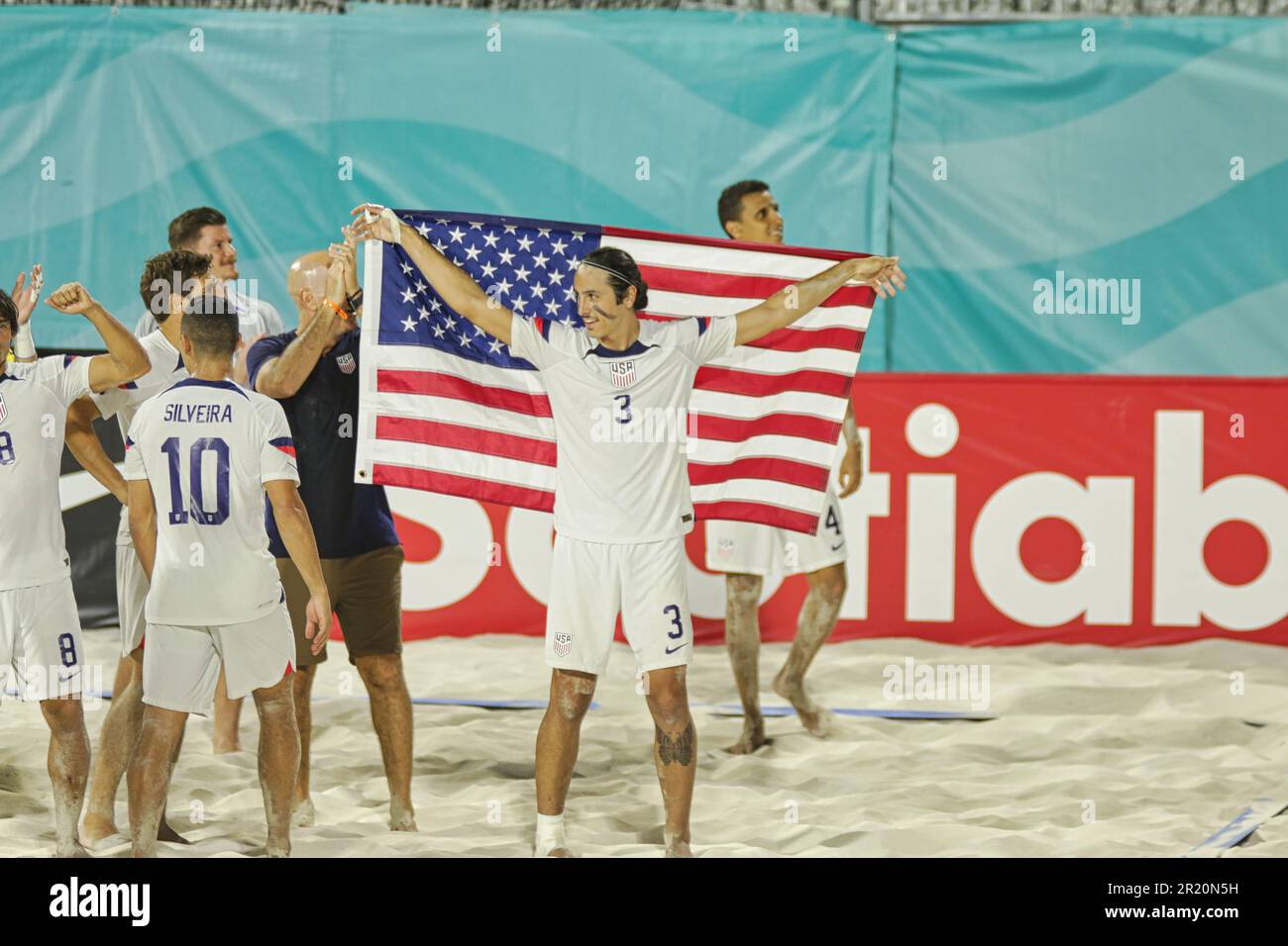 États-Unis vs Mexique Beach Soccer Championship à Nassau aux Bahamas Banque D'Images