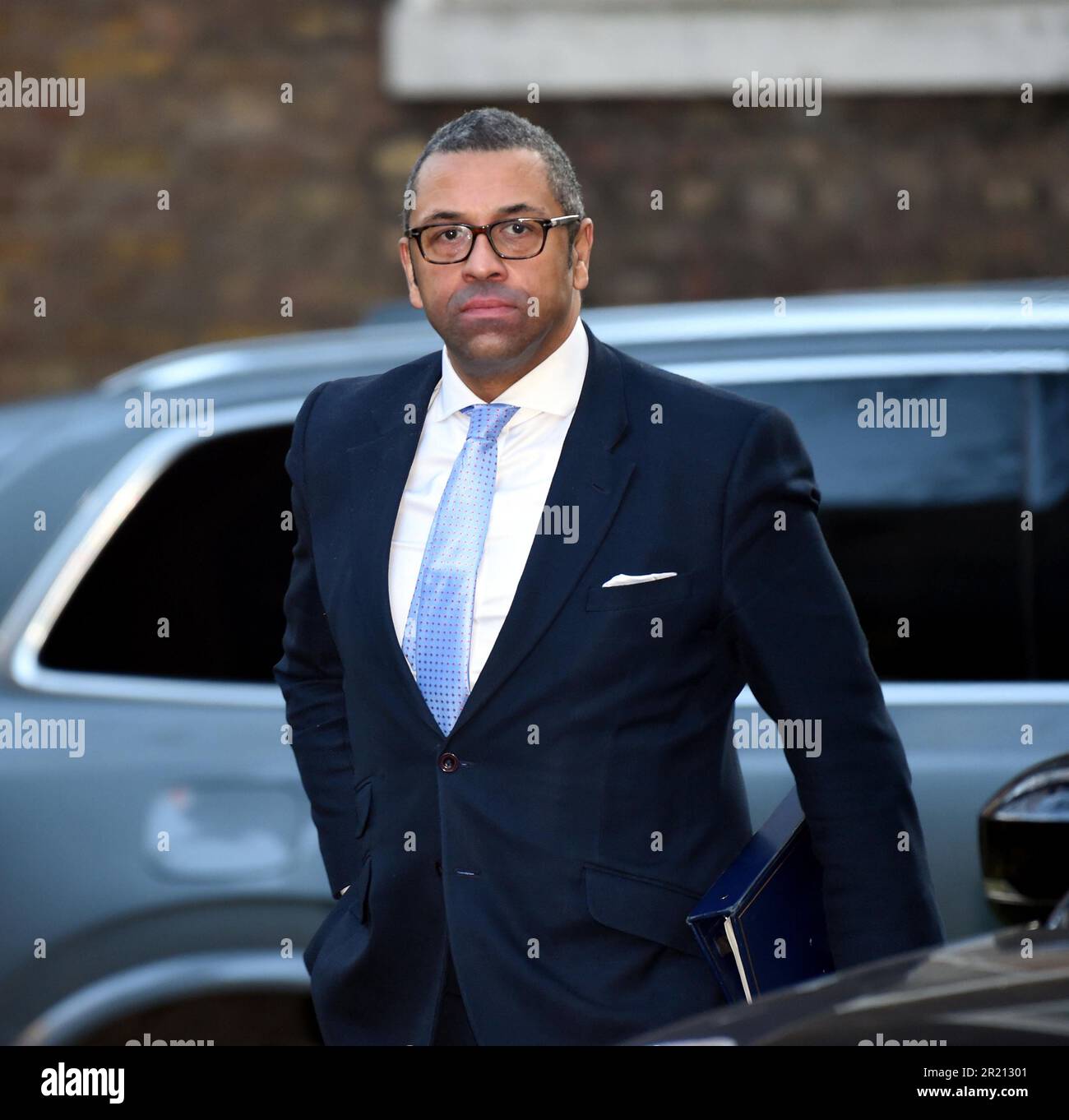 Photographie de James habilement, coprésident du Parti conservateur, devant le numéro 10 Downing Street, Londres, avant une réunion du Cabinet. Banque D'Images