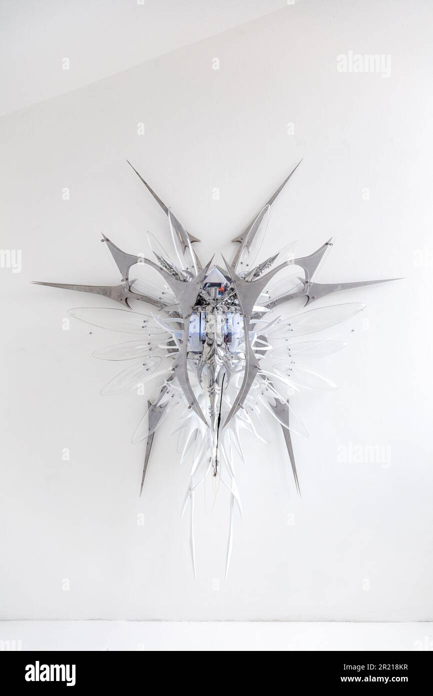 Sculptures découpées au laser et 3D sculptures imprimées à invite : exposition 00 Zhang à la Collection Zabludowicz, Londres, Angleterre, Royaume-Uni Banque D'Images