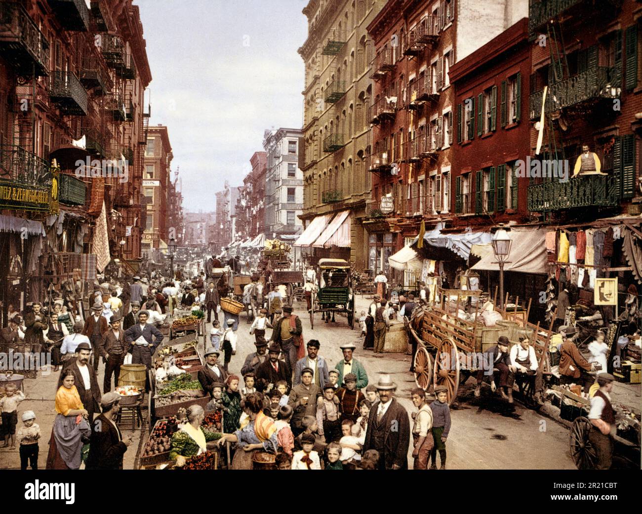États-Unis New York - marché italien Mulberry Street en 1900 Banque D'Images