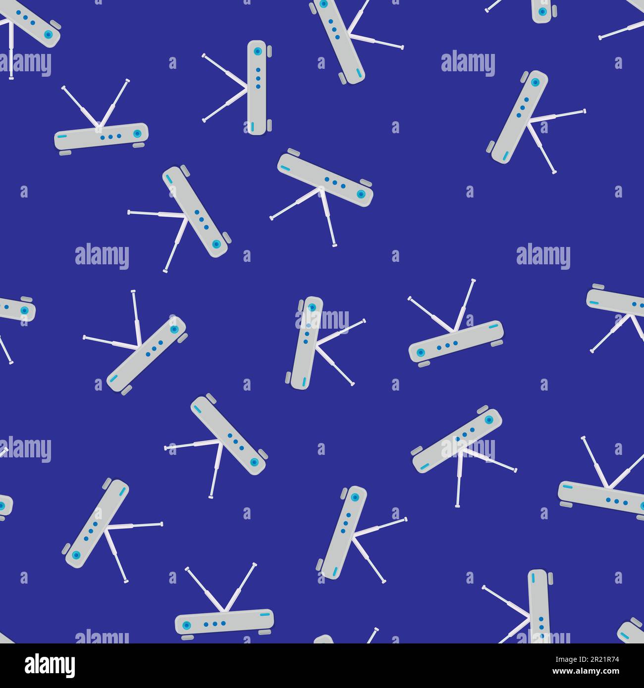 Motif transparent, texture de puissants routeurs wi-fi numériques sans fil blancs modernes, modems pour Internet, technologie isolée sur fond bleu. Illustration de Vecteur Motif transparent, texture de puissants routeurs wi-fi numériques sans fil blancs modernes, modems pour Internet, technologie isolée sur fond bleu. Illustration de Vecteur