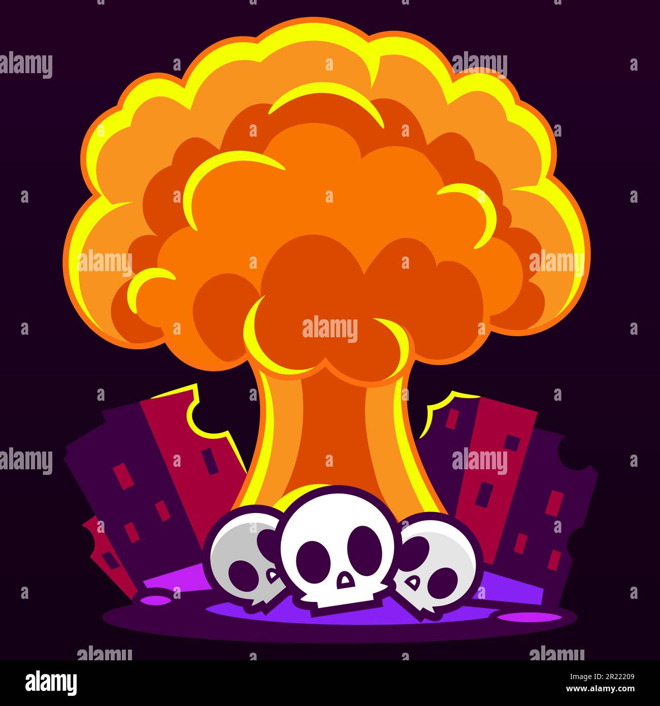 Explosion de la bombe, effet d'explosion atomique et explosions comiques fument des nuages. Destruction explosion animation, flamme de bombe comique. Vecteur isolé Illustration de Vecteur