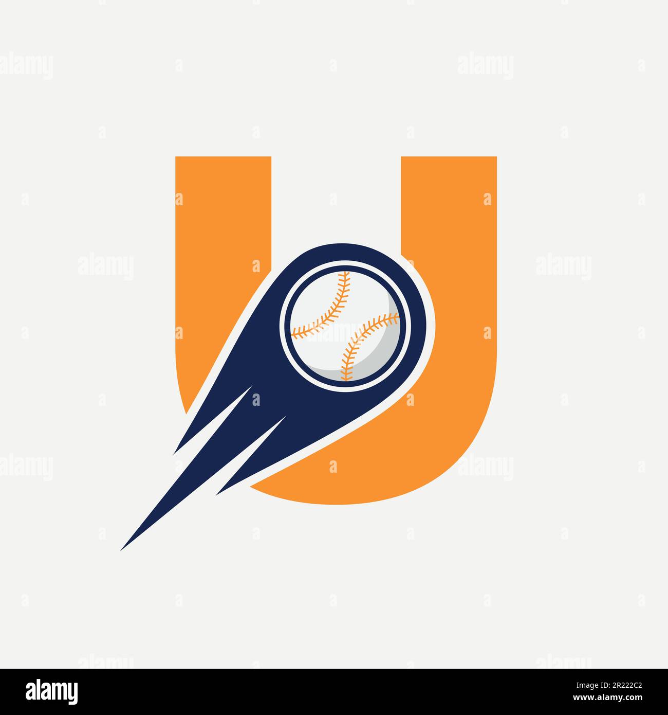 Concept de logo de base-ball Letter U avec modèle vectoriel d'icône de base-ball mobile Illustration de Vecteur