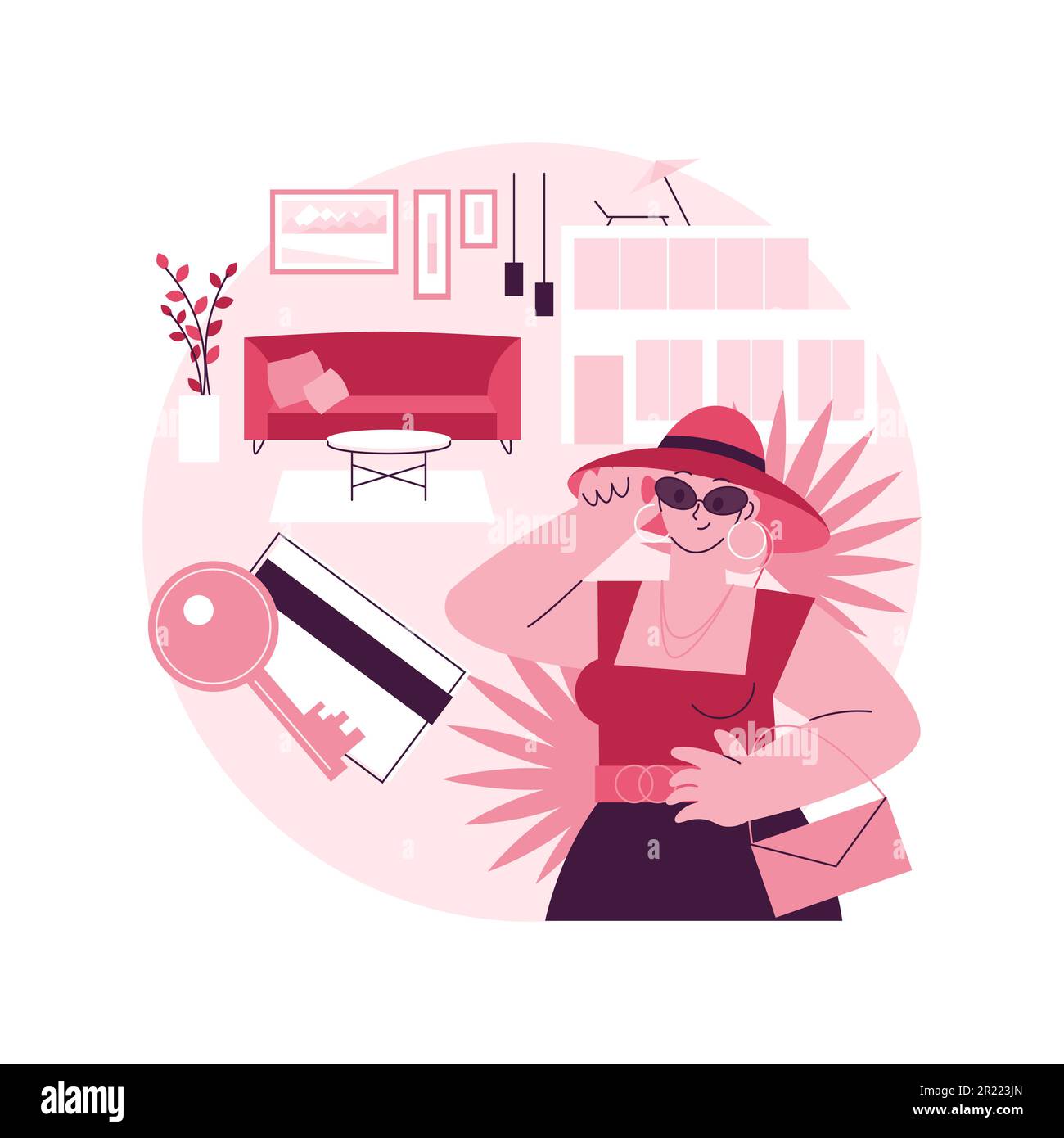 Illustration du vecteur de concept abstrait de l'hôtel design.Architecture moderne, décor intérieur unique, Resort de luxe, service d'accueil, bien-être et spa,réservation en ligne, métaphore abstraite de la revue d'hôtel. Illustration de Vecteur