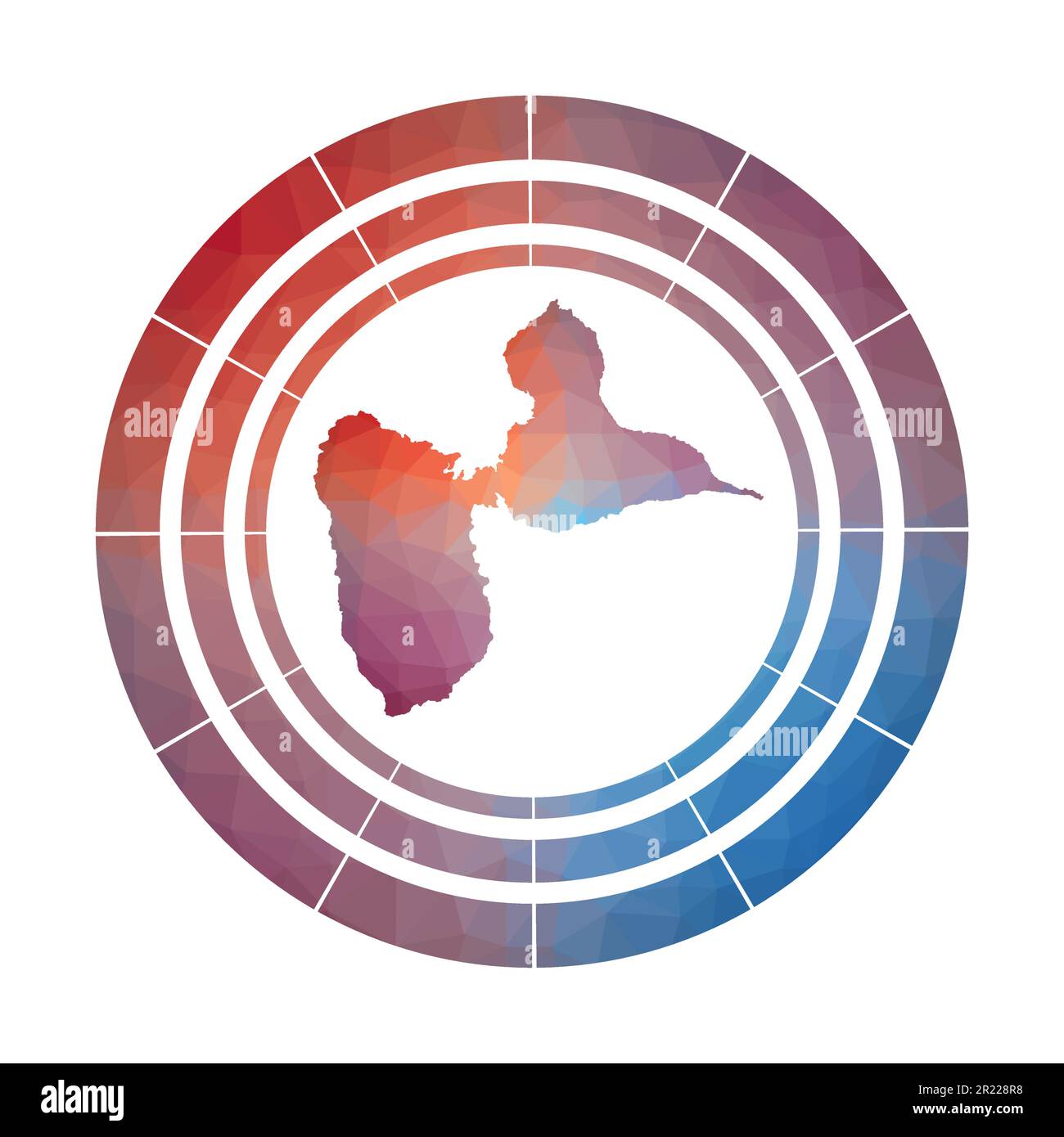Badge basse-Terre Island. Logo dégradé lumineux dans un style poly bas. Illustration de Vecteur