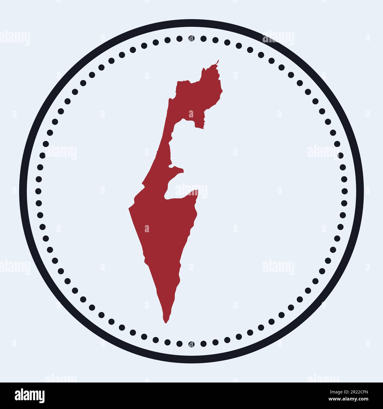 Timbre rond Israël. Logo rond avec carte du pays et titre. Badge Israël minimaliste élégant avec carte. Illustration vectorielle. Illustration de Vecteur
