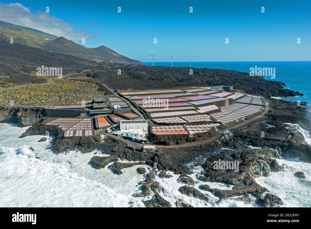 Salines de Fuencarliente, vue aérienne, îles Canaries, la Palma Banque D'Images