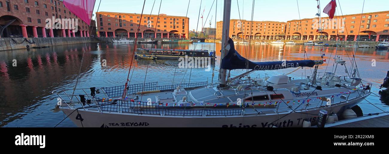 Tall ships Youth Trust , TSYT , navire de challenger 72ft, au Royal Albert Dock, Liverpool, Merseyside, Angleterre, GB, L3 4AF Banque D'Images