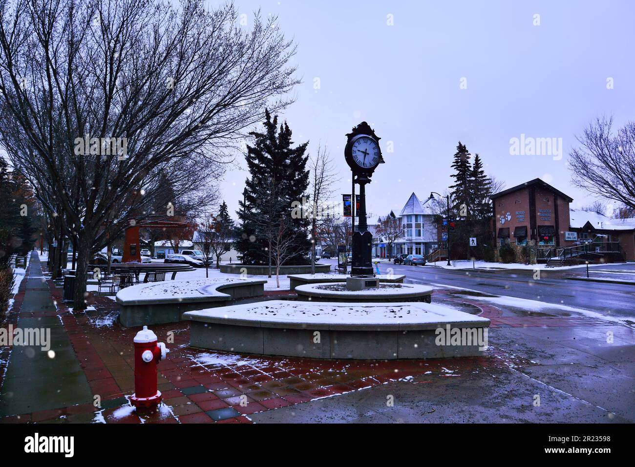 Okotoks, un paradis hivernal en Alberta, au Canada. Banque D'Images