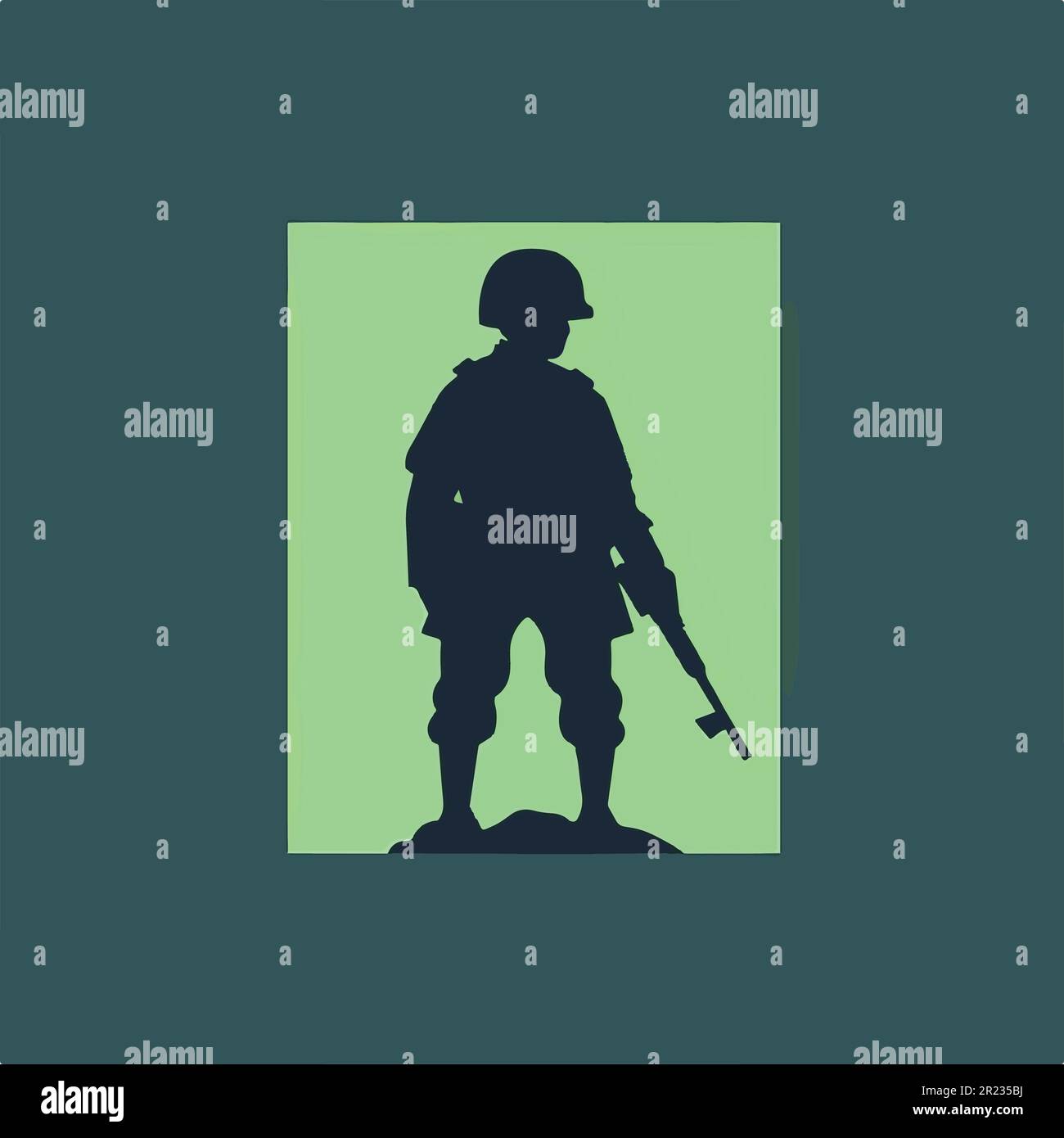 Un soldat avec un fusil dans son vecteur de silhouette de main. Illustration de Vecteur