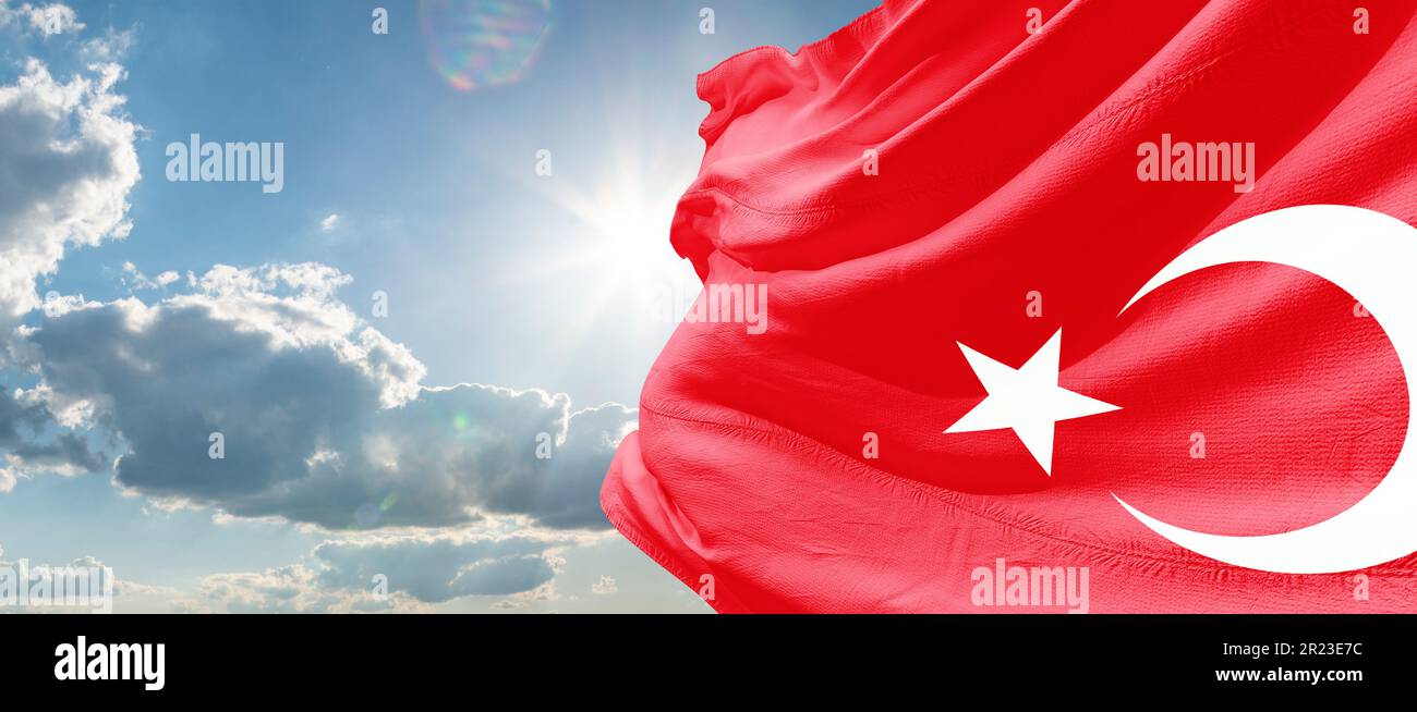 Le drapeau national de la Turquie, des élections présidentielles se tiennent en Turquie au deuxième tour de mai 2023 28 Banque D'Images