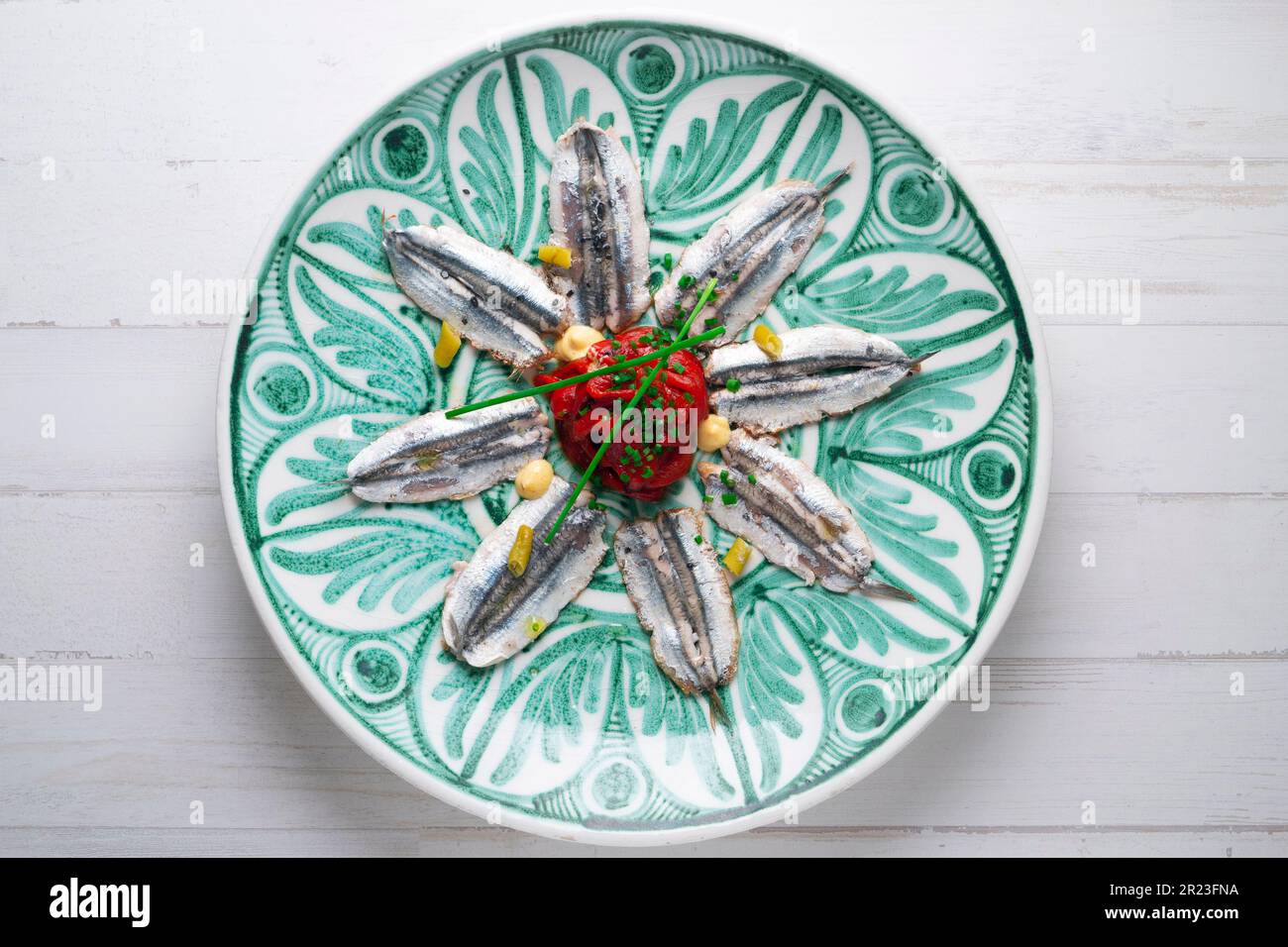 Sardines marinées au vinaigre. Tapa traditionnel du nord de l'Espagne Banque D'Images