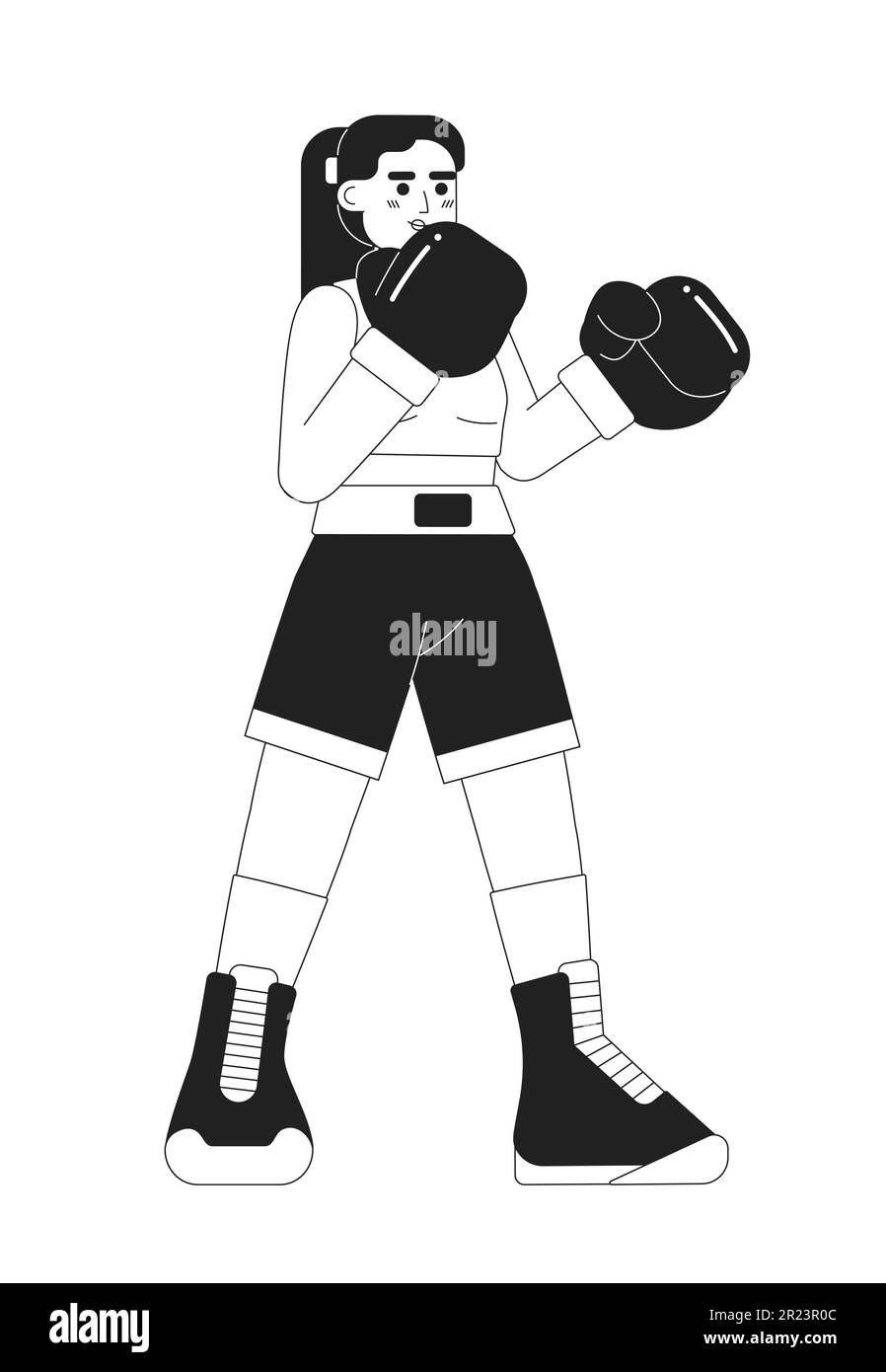 Kickboxing jeune femme monochromatique à vecteur plat Illustration de Vecteur