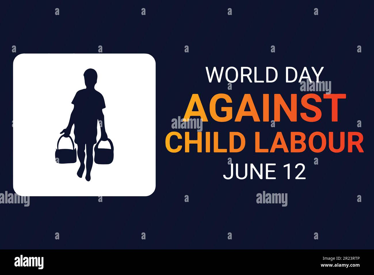 Illustration vectorielle d'un contexte pour la Journée mondiale contre le travail des enfants avec une silhouette d'enfant. 12 juin. Illustration de Vecteur
