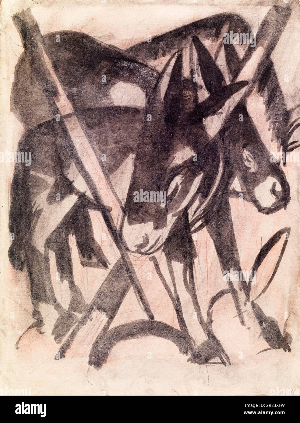 Franz Marc, deux ânes, peinture 1914 Banque D'Images