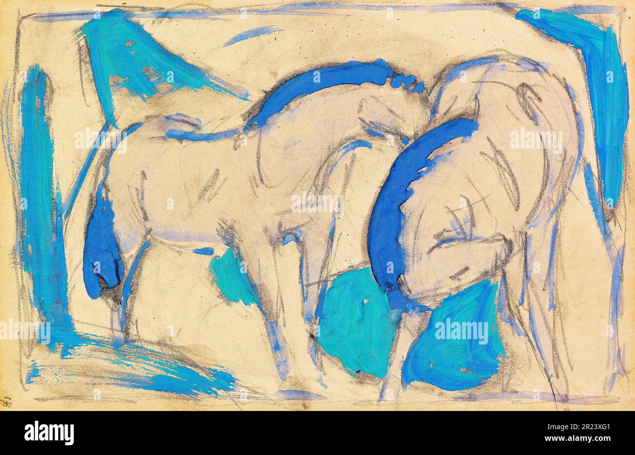 Franz Marc, deux chevaux, bleu-vert, peinture 1911 Banque D'Images