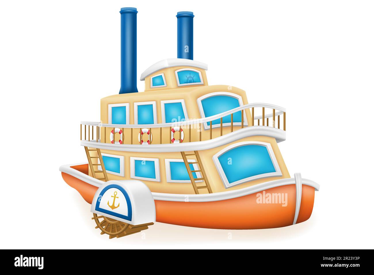 bateau à vapeur à roue à aubes pour illustration du vecteur de voyage en rivière isolée sur fond blanc Illustration de Vecteur