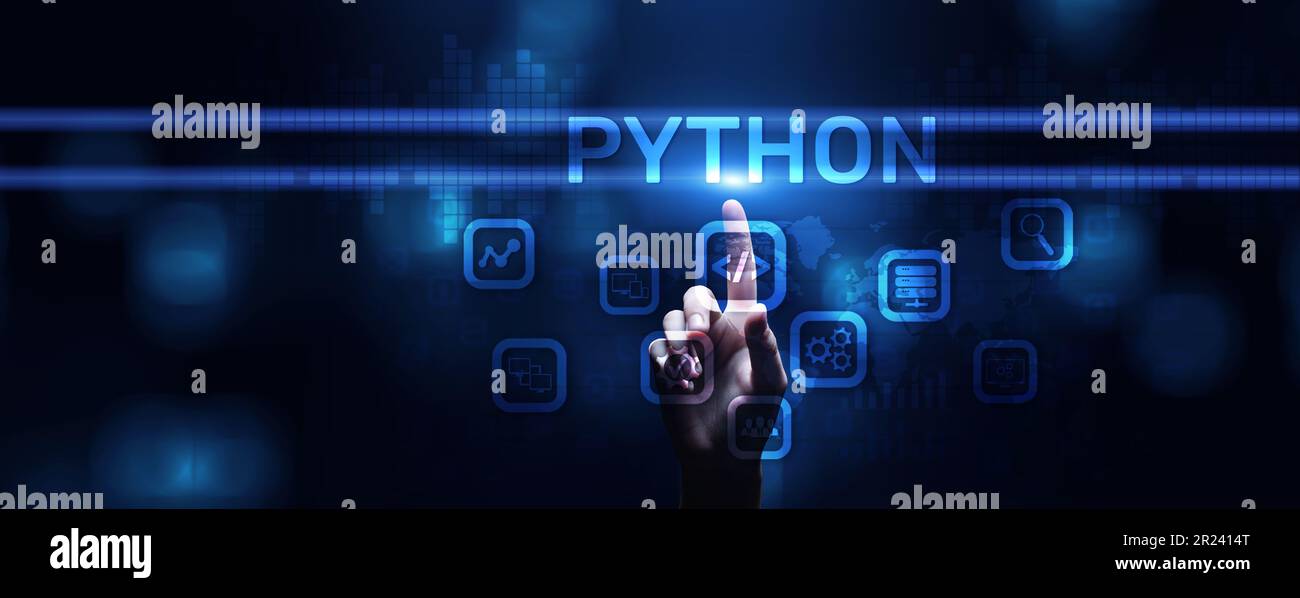 Python langage de programmation développement d'applications de codage concept de technologie Internet. Banque D'Images
