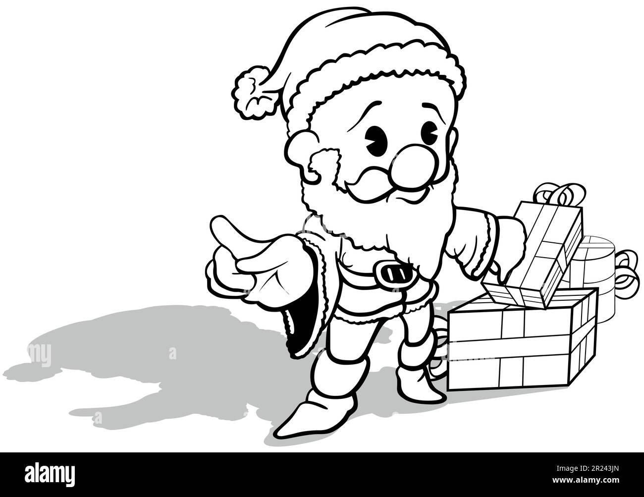 Dessin de pere noel noir et blanc Banque d'images noir et blanc - Page