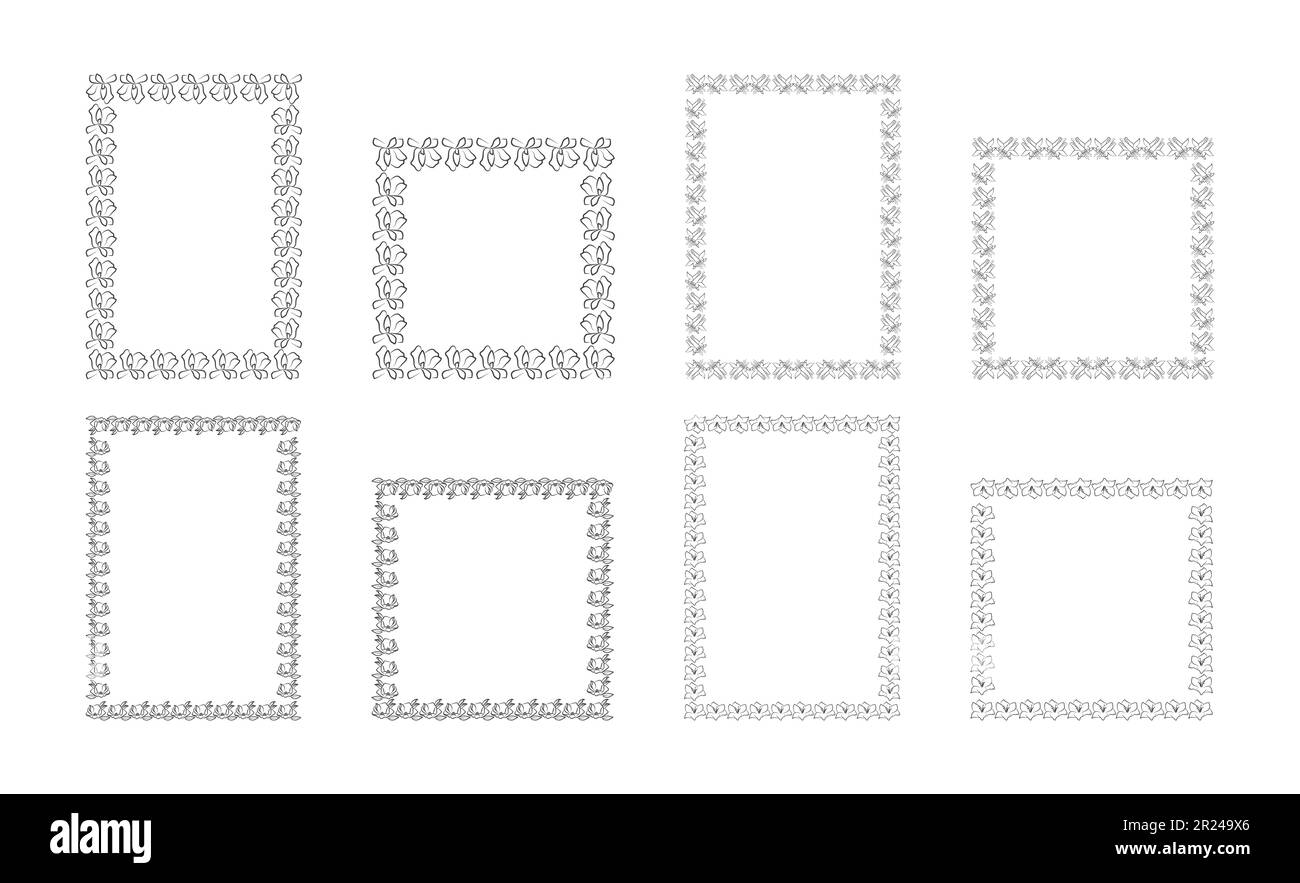 Bordures élégantes rétro et ornements fleuris en filigrane. Illustration de Vecteur