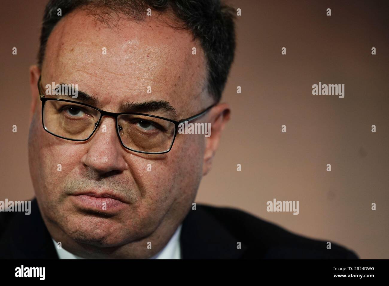 Andrew Bailey, gouverneur de la Banque d'Angleterre, à l'occasion de la conférence internationale annuelle de British Chambers Commerce, au QEII Centre de Londres. Date de la photo: Mercredi 17 mai 2023. Banque D'Images