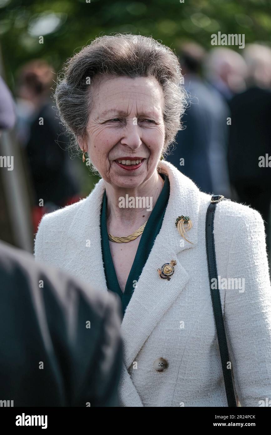 National Memorial Arboretum, Royaume-Uni. 16th mai 2023. HRH la princesse royale assiste aux légions britanniques 60th anniversaire du dernier militaire démobilisé du Service national et rencontre des militaires et des femmes qui ont servi dans les différents conflits. Credit Mark Lear / Alamy Live News Banque D'Images