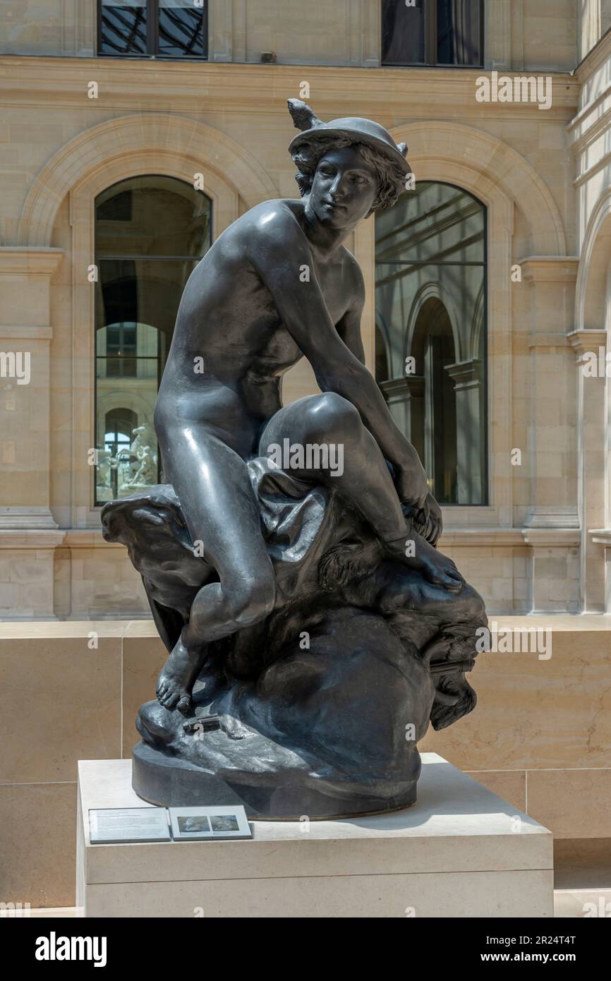 Paris, France 05 13 2023 Musée du Louvre. Sculpture Mercury