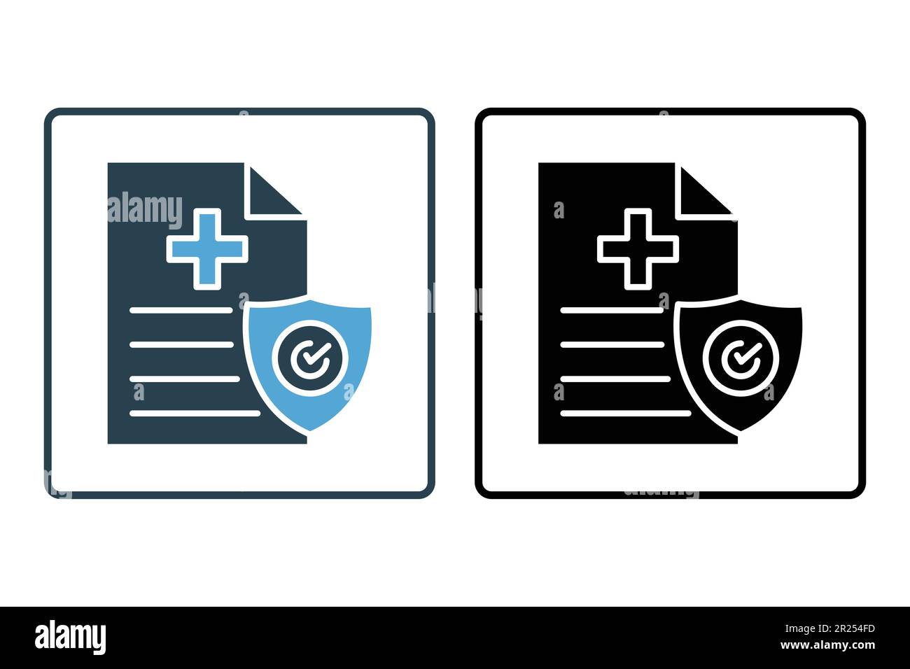 Icône assurance médicale. icône de bouclier avec document. icône liée à l'assurance maladie. Style icône unie. Conception vectorielle simple modifiable Illustration de Vecteur