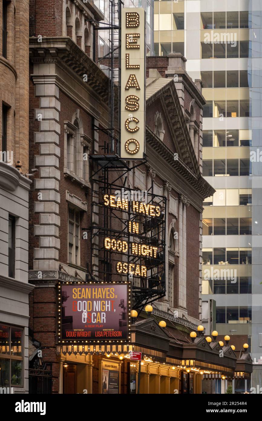 Publicité au théâtre de Belasco avec « Good Night Oscar », New York City, États-Unis 2023 Banque D'Images