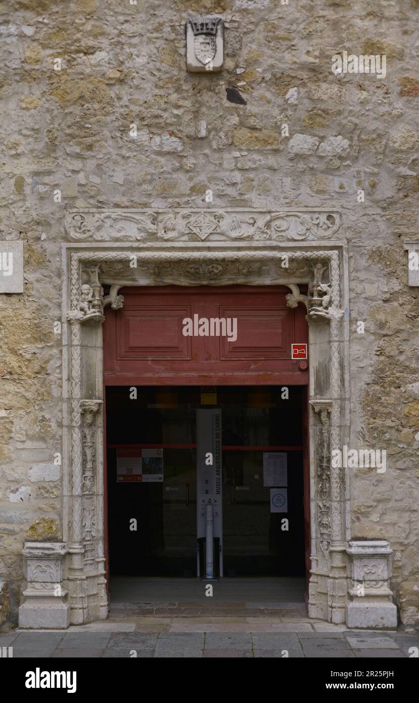 Portail Manueline, 16th siècle. Du couvent Santos-o-Velho (Lisbonne) (?). Musée archéologique de Carmo. Lisbonne, Portugal. Banque D'Images