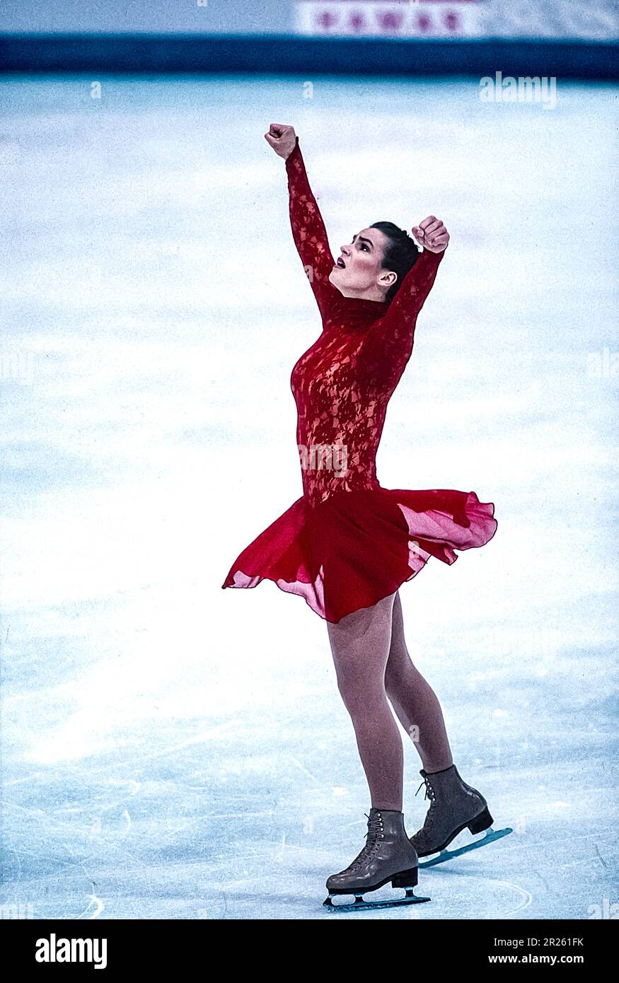 Katerina Witt (GER) aux Jeux Olympiques d'hiver de 1994. Banque D'Images