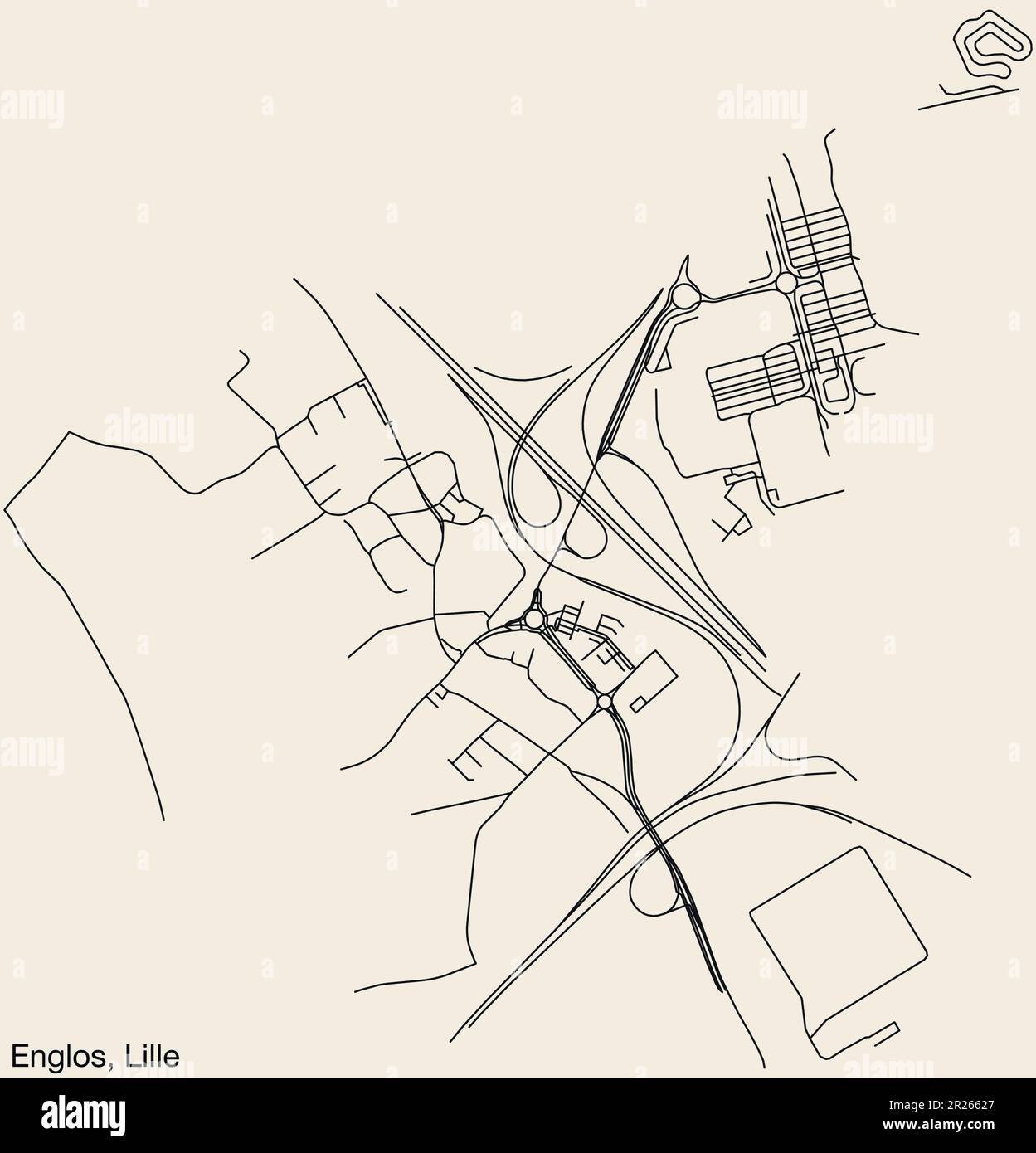 Carte des rues du QUARTIER ENGLOS, LILLE Illustration de Vecteur