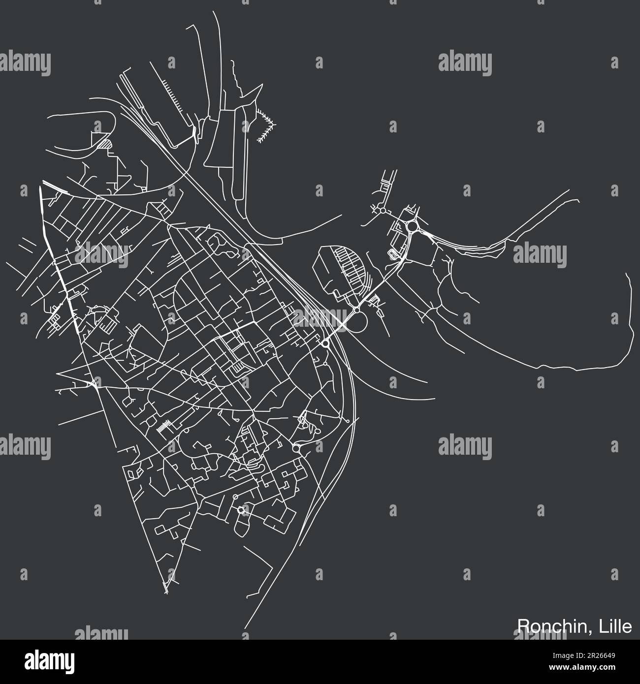 Carte des rues du QUARTIER DE RONCHIN, LILLE Illustration de Vecteur