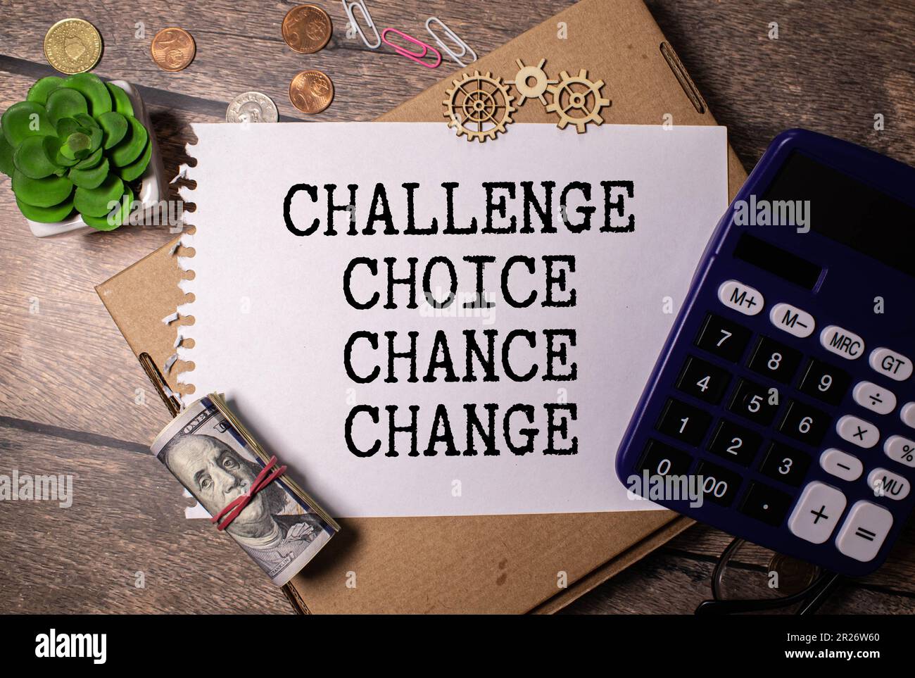 Concept d'inspiration et de motivation - Challenge Choice chance changer l'arrière-plan du texte. Photo. Banque D'Images
