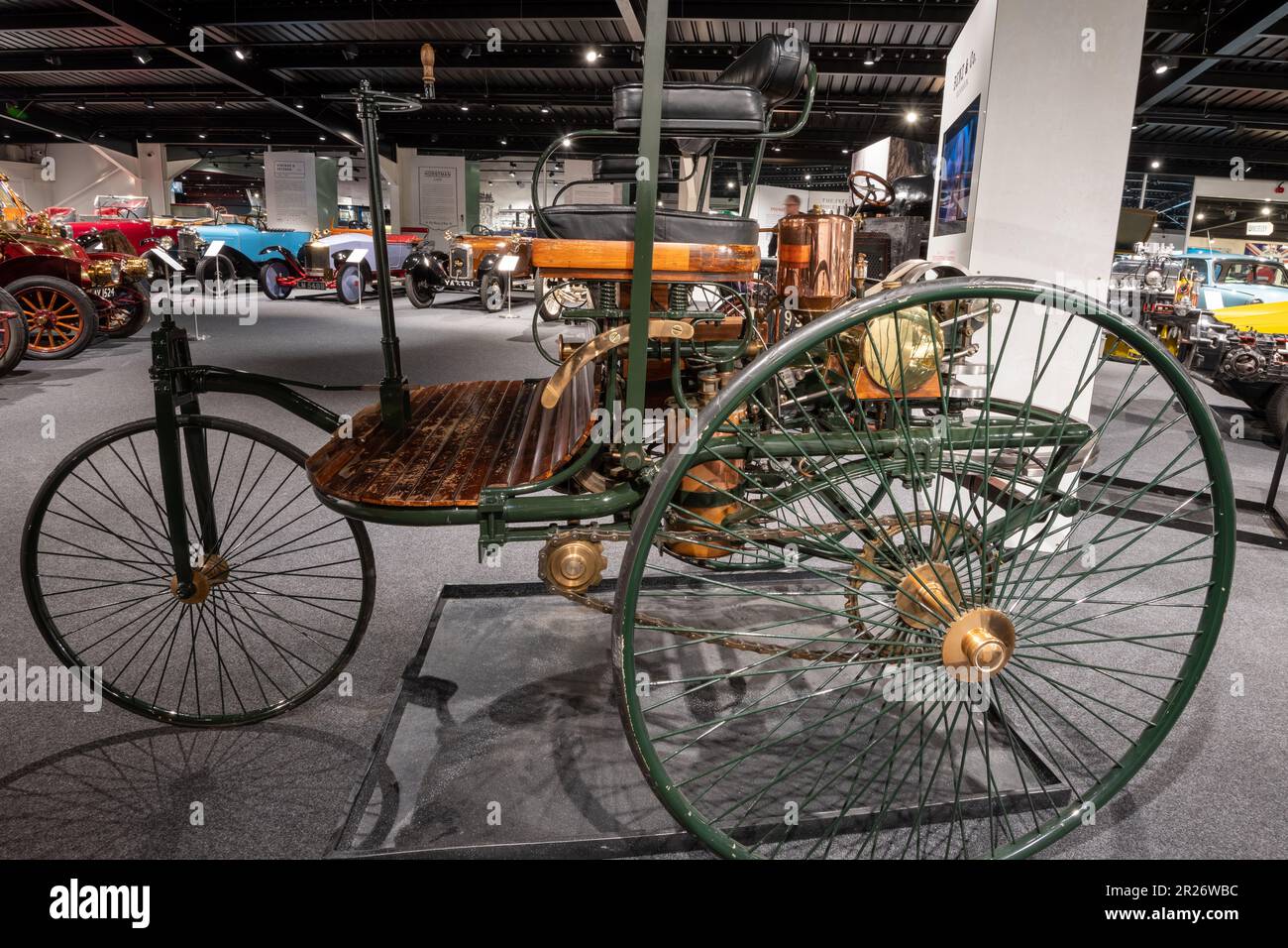 Sparkford.Somerset.United Kingdom.26 mars 2023.A Benz Patent Motorwagen pensé pour être la première automobile au monde est en démonstration au Haynes Motor Mu Banque D'Images