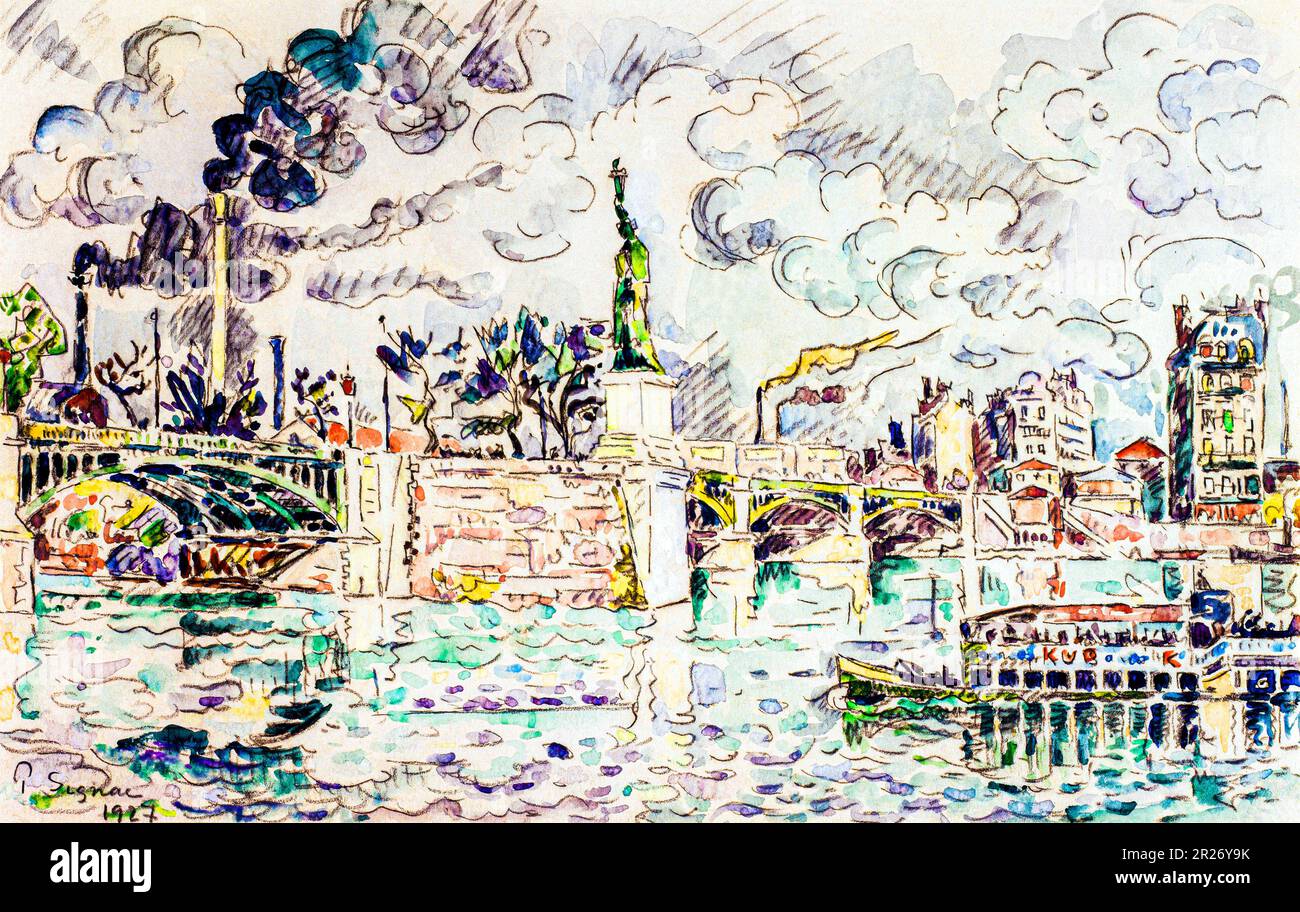 Le pont Grenelle peint en haute résolution par Paul Signac. Original de l'institution publique Paris Museaic;es. Banque D'Images