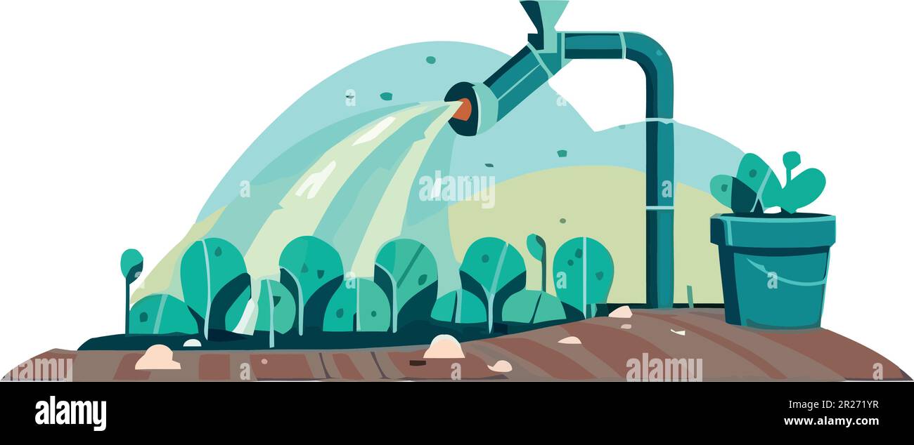 Végétation verte avec arroseurs sur blanc Illustration de Vecteur