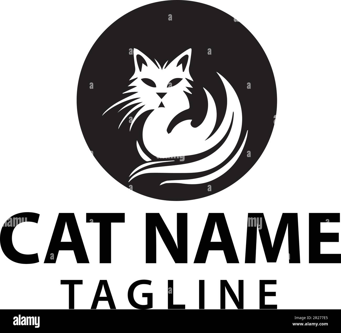 Logo chat noir sur fond blanc. Illustration de Vecteur