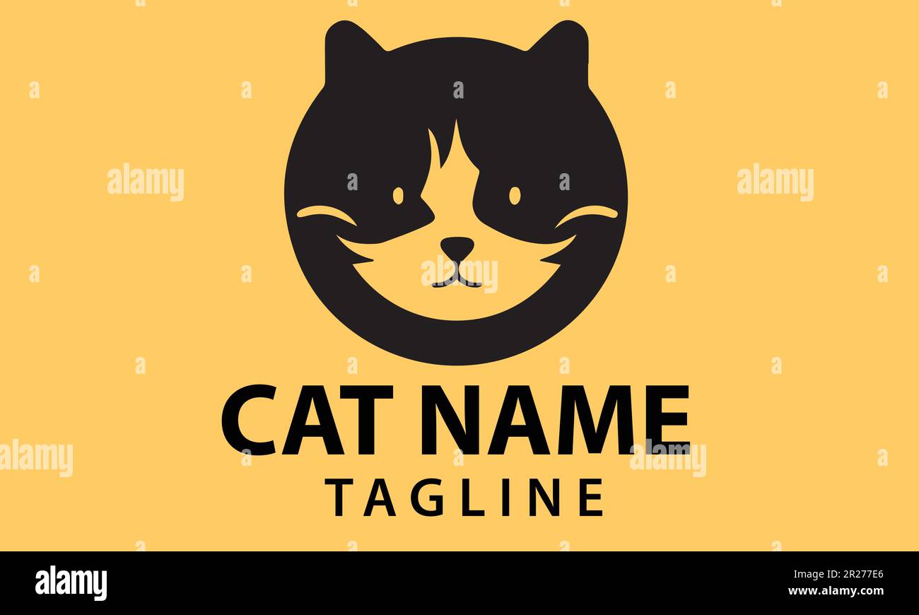 Logo chat noir sur fond blanc. Illustration de Vecteur